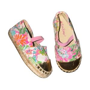 Lilly Pulitzer Kids Floral Espadrilles with Gold Tips